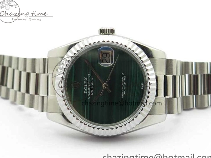 36mm Malachite Bracelet Green President Best SS SS on A2824 Dial DateJust EDF Edition 0216